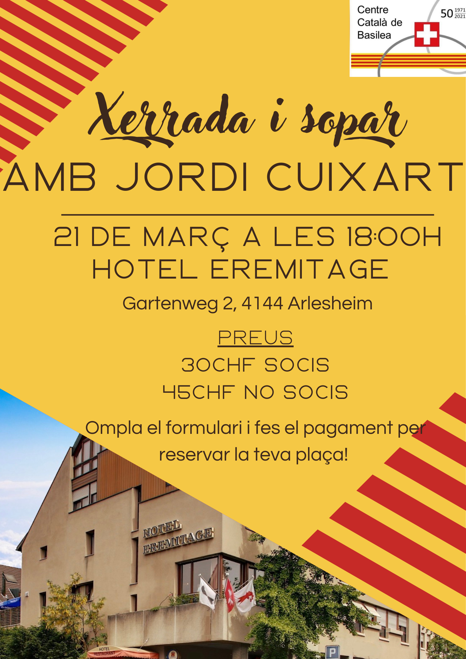 Xerrada "Catalans a Suïssa" i sopar amb Jordi Cuixart